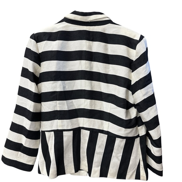 NWT Skies Are Blue Black White Striped Blazer Boutique Jacket L - Picture 3 of 3
